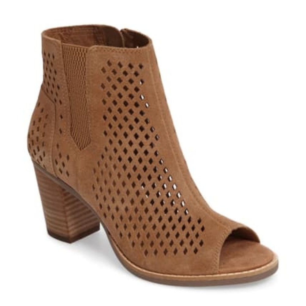 Toms Majorca Peep Toe Suede Bootie
